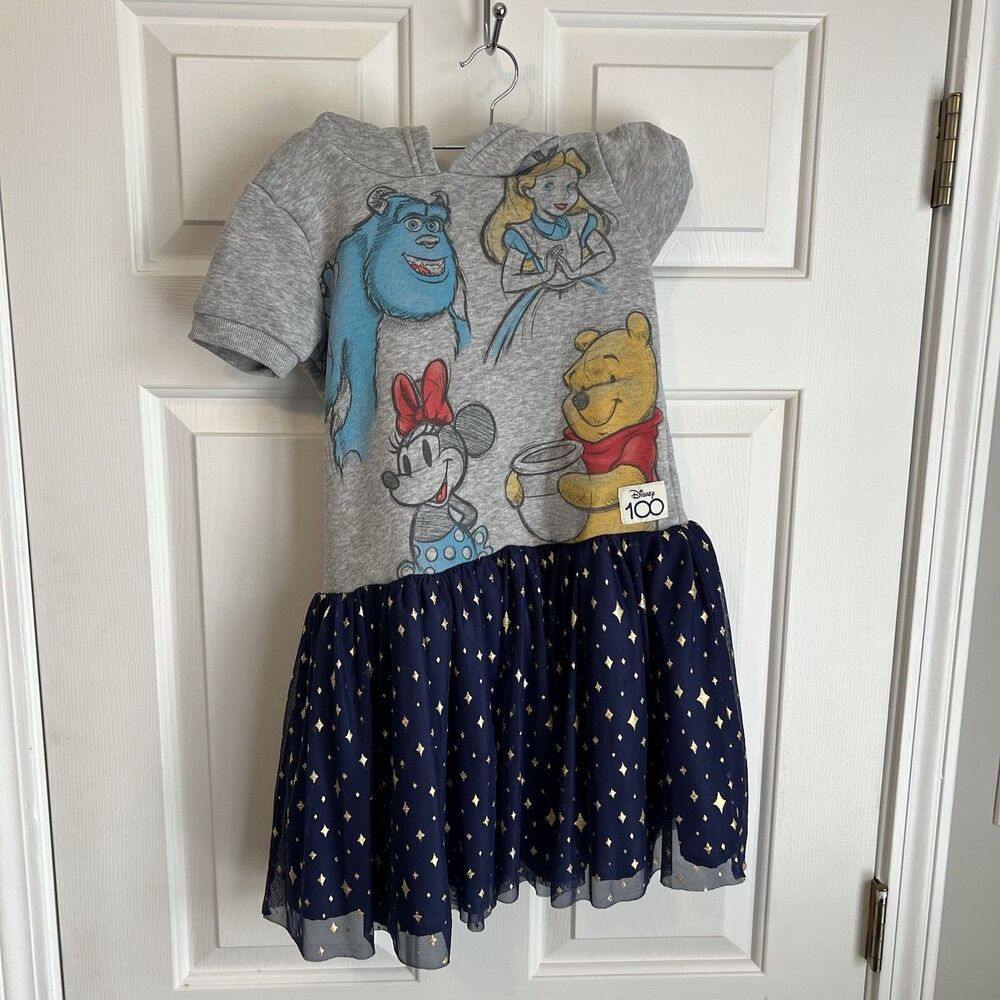 Disney 100th Anniversary girls hooded dress, size Medium (7/8)